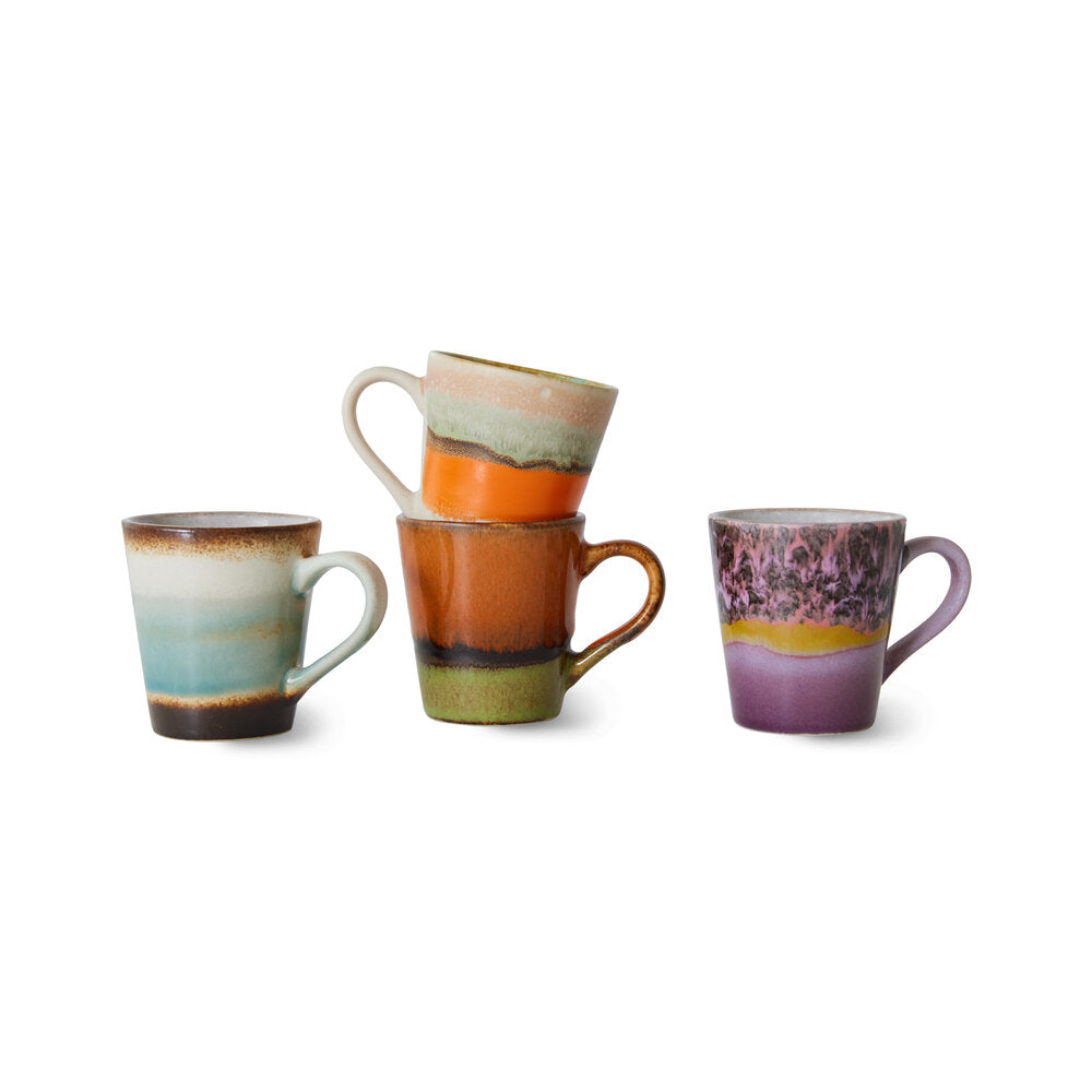 Retro keramik espressokopper, 4 stk - Multi